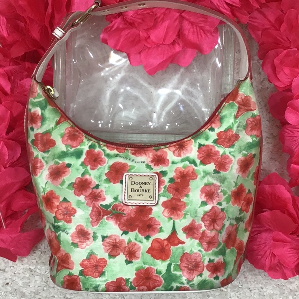 Dooney coated leather floral satchel